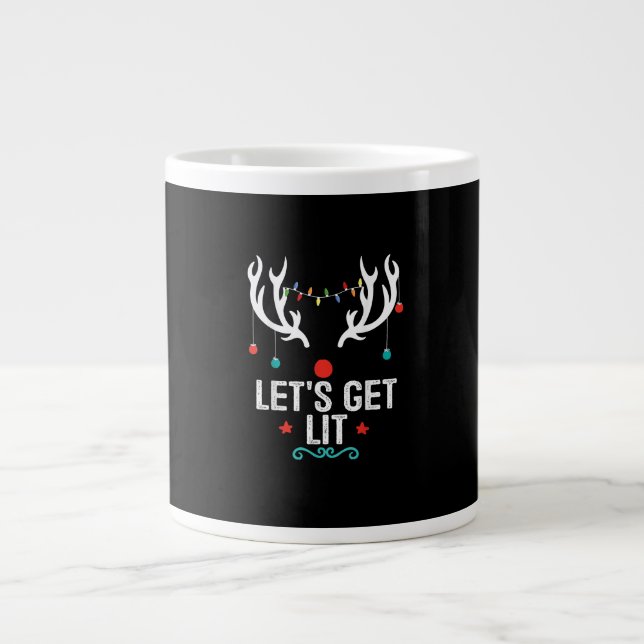 Let's Get Lit Cool Christmas Large Coffee Mug (Front)