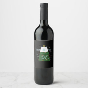 Let's Get Lit Cute Bear Christmas Pajamas Wine Label