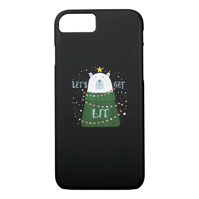 Let's Get Lit Cute Bear Christmas Pyjamas Case-Mate iPhone Case (Back)