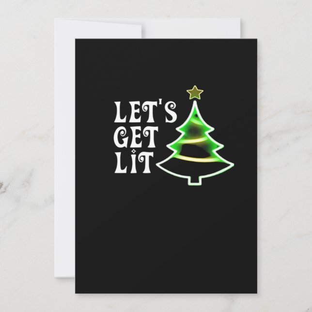 Let's Get Lit Design Adult Funny Christmas Essenti Holiday Card (Front)