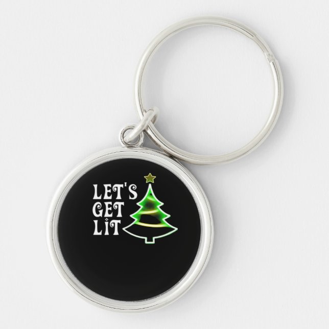 Let's Get Lit Design Adult Funny Christmas Essenti Key Ring (Front)