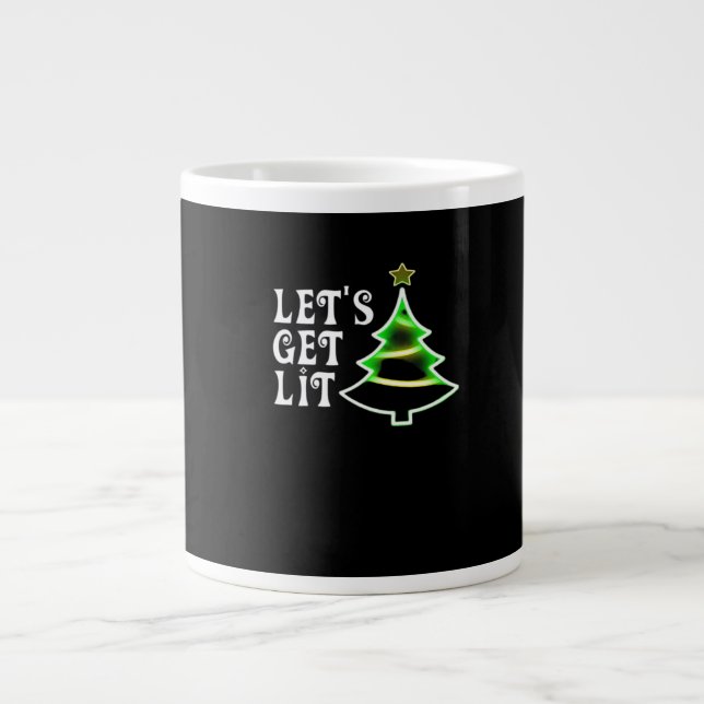 Let's Get Lit Design Adult Funny Christmas Essenti Large Coffee Mug (Front)