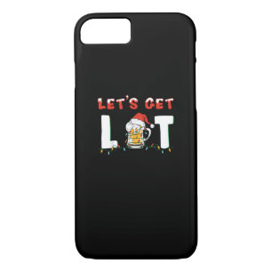 Let's Get Lit Drinking Beer Santa Hat Christmas Li iPhone 8/7 Case