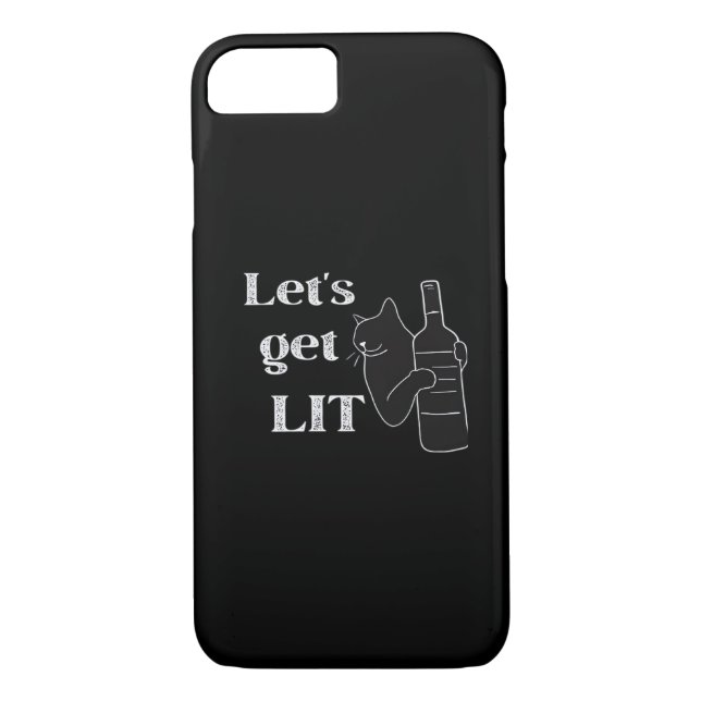 Let's Get Lit. Drinking Cat Classic Case-Mate iPhone Case (Back)