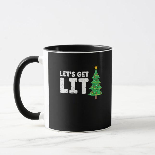 Let's Get Lit Drinking Christmas Mug (Left)