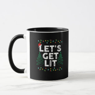 Let's Get Lit Drinking Funny Christmas Gift Mug