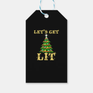 Let's Get Lit Drinking Funny Christmas Gift Tags