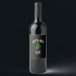 Let's Get Lit Drinking Funny Christmas Wine Label<br><div class="desc">Let's Get Lit Drinking Funny Christmas: A humourous drinking pun design for holiday celebrations. Perfect for adults at Christmas parties. Fun,  witty,  and festive.</div>