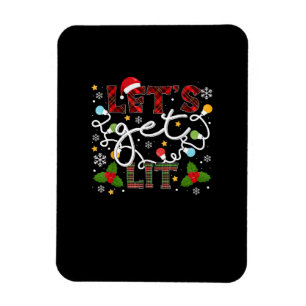 Let's Get Lit Drinking Santa Christmas Lights Magnet