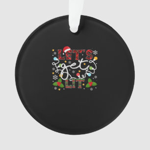 Let's Get Lit Drinking Santa Christmas Lights Ornament