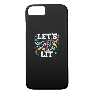 Let's Get Lit Drinking Santa Hat Christmas Lights  iPhone 8/7 Case