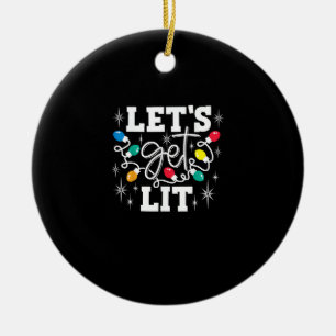 Let's Get Lit Drinking Santa Hat Christmas Lights Ceramic Tree Decoration