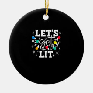 Let's Get Lit Drinking Santa Hat Christmas Lights Ceramic Tree Decoration