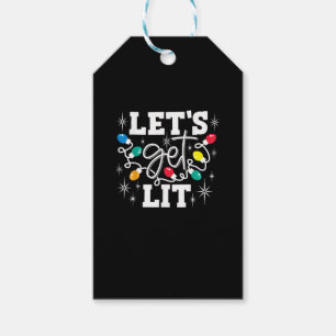 Let's Get Lit Drinking Santa Hat Christmas Lights Gift Tags