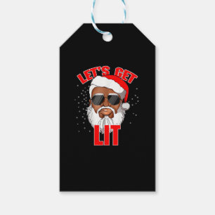 Let's Get Lit Drinking Santa Hat Christmas Lights Gift Tags