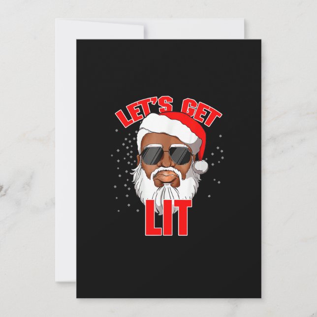 Let's Get Lit Drinking Santa Hat Christmas Lights  Holiday Card (Front)