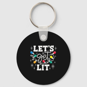Let's Get Lit Drinking Santa Hat Christmas Lights  Key Ring