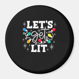 Let's Get Lit Drinking Santa Hat Christmas Lights  Magnet