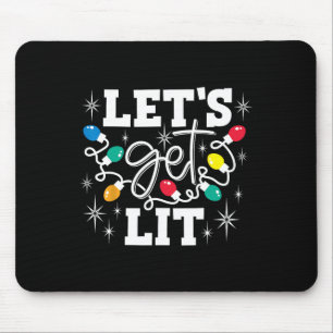 Let's Get Lit Drinking Santa Hat Christmas Lights Mouse Mat