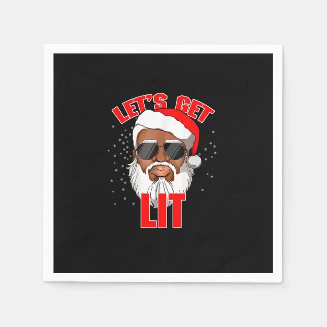 Let's Get Lit Drinking Santa Hat Christmas Lights  Napkin (Front)