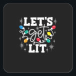Let's Get Lit Drinking Santa Hat Christmas Lights  Square Sticker<br><div class="desc">Let's Get Lit Drinking Santa Hat Christmas Lights Funny: A humourous Christmas drinking pun with Santa hats and lights. Perfect for festive parties. Fun,  witty,  and bold.</div>