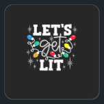 Let's Get Lit Drinking Santa Hat Christmas Lights  Square Sticker<br><div class="desc">Let's Get Lit Drinking Santa Hat Christmas Lights Funny: Another playful drinking pun featuring Santa hats and lights. Perfect for holiday humour. Festive,  bold,  and funny.</div>