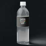 Let's Get Lit Drinking Santa Hat Christmas Lights  Water Bottle Label<br><div class="desc">Let's Get Lit Drinking Santa Hat Christmas Lights Funny: A humourous Christmas drinking pun with Santa hats and lights. Perfect for festive parties. Fun,  witty,  and bold.</div>