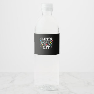 Let's Get Lit Drinking Santa Hat Christmas Lights  Water Bottle Label