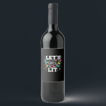 Let's Get Lit Drinking Santa Hat Christmas Lights  Wine Label<br><div class="desc">Let's Get Lit Drinking Santa Hat Christmas Lights Funny: Another playful drinking pun featuring Santa hats and lights. Perfect for holiday humour. Festive,  bold,  and funny.</div>