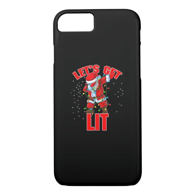 Let's Get Lit Drinking Santa Hat Dabbing Christmas Case-Mate iPhone Case (Back)