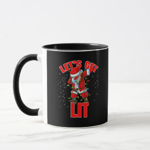 Let's Get Lit Drinking Santa Hat Dabbing Christmas Mug
