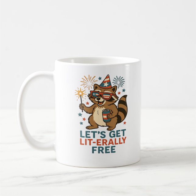 Let's Get Lit-erally Free Design - Fun Party Quote Coffee Mug (Left)