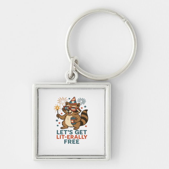 Let's Get Lit-erally Free Design - Fun Party Quote Key Ring (Front)