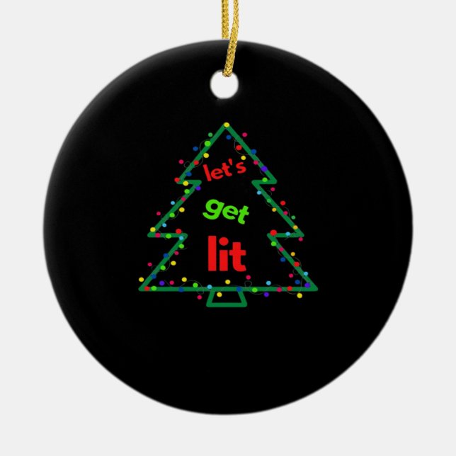 Let's Get Lit Essential Retro Style Ceramic Tree Decoration (Front)