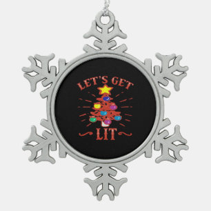 Let's Get Lit Essential Vintage Cool Snowflake Pewter Christmas Ornament