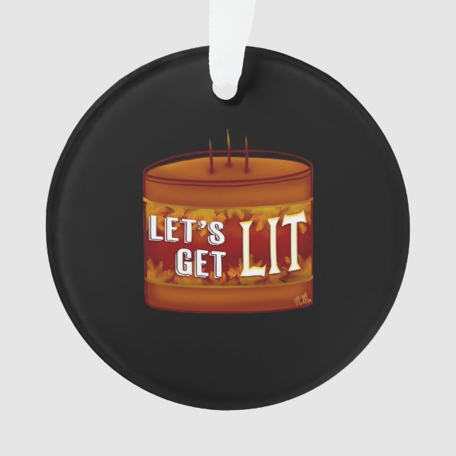 Let's Get Lit Fall Candle Classic Ornament (Front)