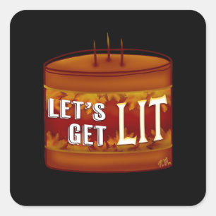 Let's Get Lit Fall Candle Classic Square Sticker