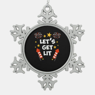 Let's Get Lit Fireworks English Teachers Get Lit Snowflake Pewter Christmas Ornament
