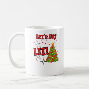 Let's Get Lit, Fun Idiom - Party Christmas Coffee Mug