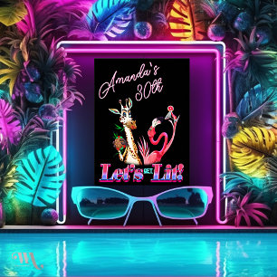 Lets Get Lit Funny Adult Birthday Cocktail Party  Poster