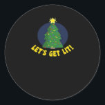 Let's Get Lit - Funny Christmas Classic Classic Round Sticker<br><div class="desc">Let's Get Lit - Funny Christmas Classic: A classic Christmas pun design celebrating humour and festive lights. Perfect for group gatherings. Fun,  witty,  and bold.</div>