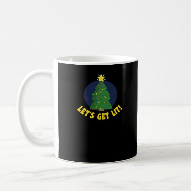Let's Get Lit - Funny Christmas Classic Coffee Mug (Left)