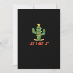 Let's Get Lit Funny Christmas Classic Holiday Card