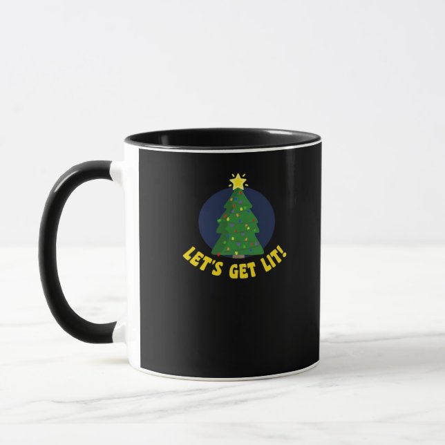 Let's Get Lit - Funny Christmas Classic Mug (Left)
