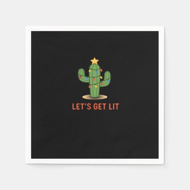 Let's Get Lit Funny Christmas Classic Napkin (Front)