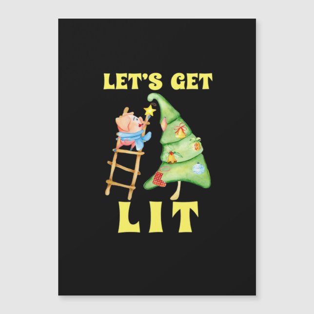 Let's Get Lit Funny Christmas Drinking Classic (Front)