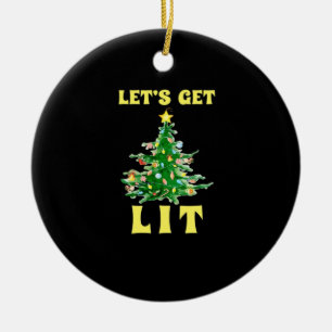 Let's Get Lit Funny Christmas Drinking Classic Ceramic Tree Decoration