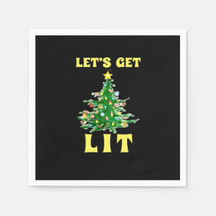 Let's Get Lit Funny Christmas Drinking Classic Napkin