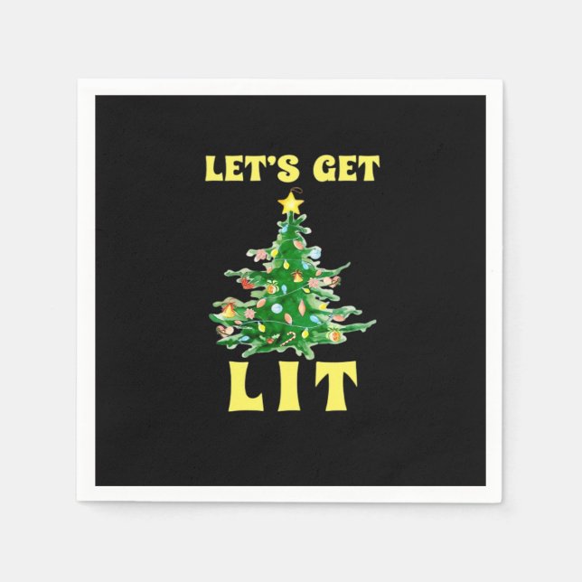 Let's Get Lit Funny Christmas Drinking Classic Napkin (Front)
