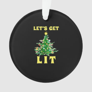 Let's Get Lit Funny Christmas Drinking Classic Ornament